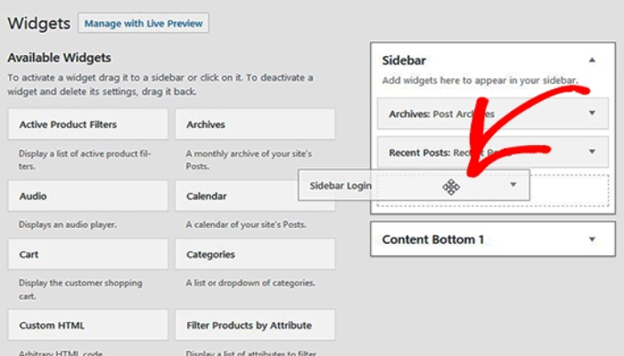 Añadir formularios de inicio de sesión en el sidebar de WordPress