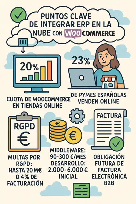 puntos clave de integrar una ERP en la nube infografía